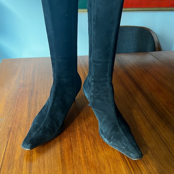 Black Suede Mid calf boots - Picture 3 of 4